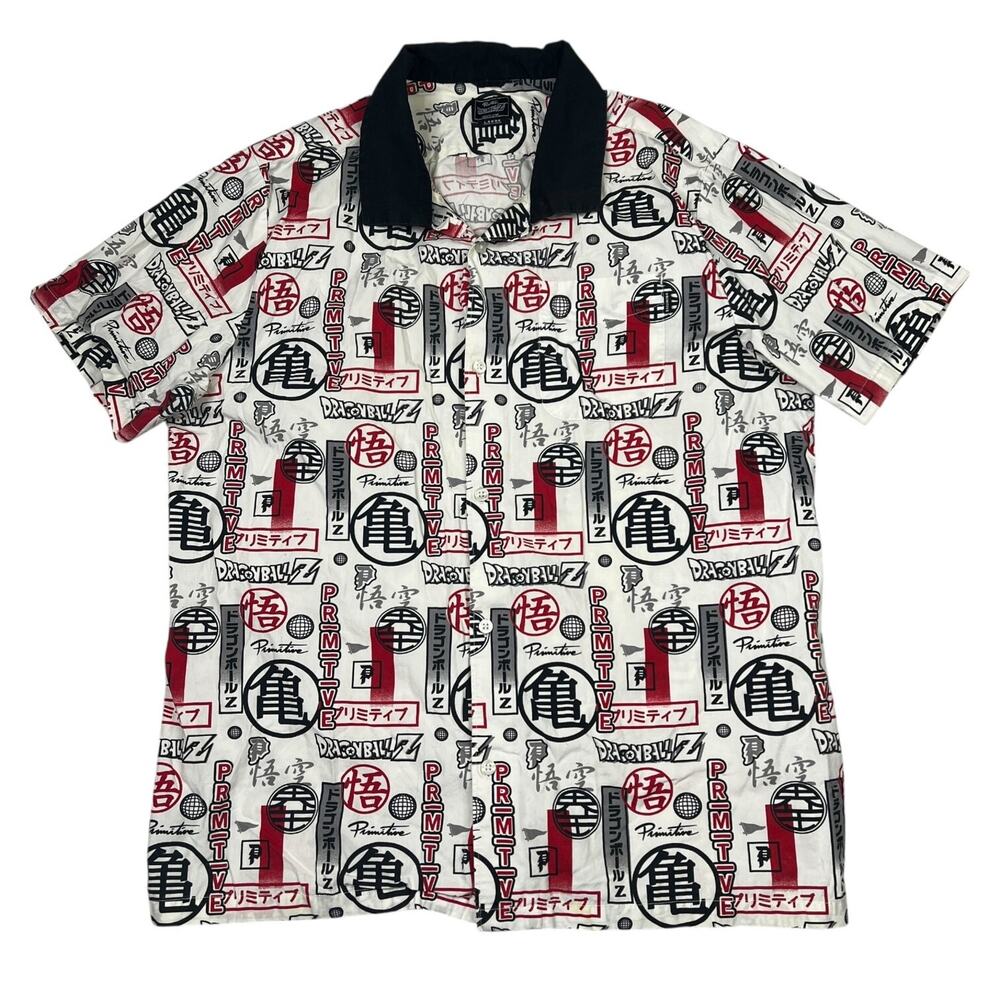 Dragonball Z DBZ Primitive Skate AOP Anime Button Up Short Sleeve Shirt Large